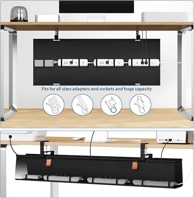 Zilink No Drill Under Desk Cable Management Tray 40" Cord Organizer - Image 3