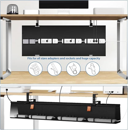 Zilink No Drill Under Desk Cable Management Tray 40" Cord Organizer - Image 3