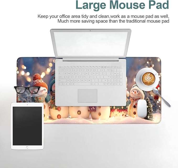 Six Snowmen Gaming Mouse Pad 31.5"x11.8"Desk Mat Anti-Slip Rubber Base & - Image 6