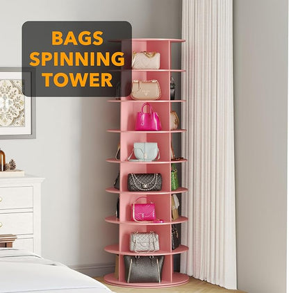 SpaceAid 8 Tier Rotating Shoe Rack Tower, Spinning Shoe Display Lazy Susan - Image 5