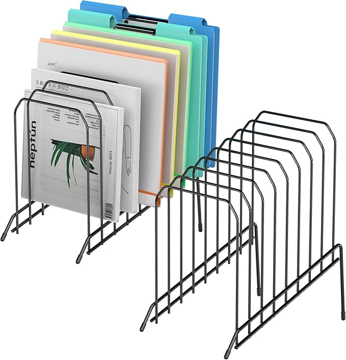 Incline Sorter Desk File Organizer, Metal Desk Magazine Folder Holder by MINDEPOT