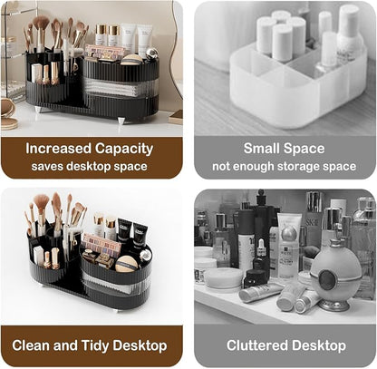 Rotating Vanity Organizer with Brush Holder and Drawer, 3 Layer Cosmetic - Image 5