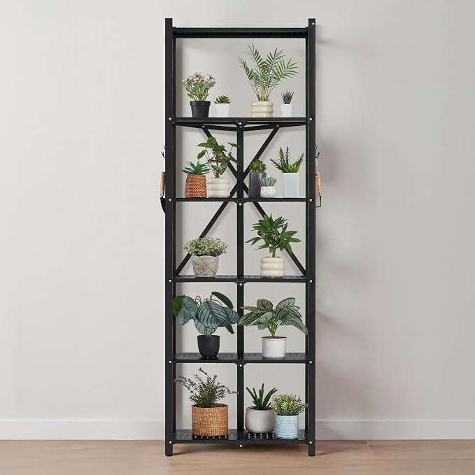 VEVOR 6-Tier Foldable Storage Shelf, 24W x 12D x 72H Inch Folding Metal Rack - Image 2