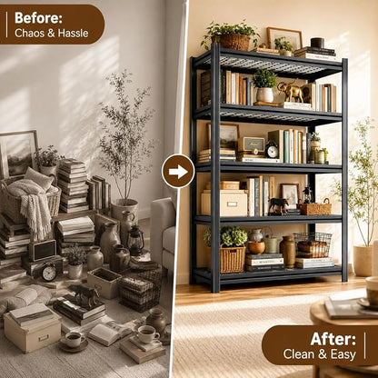 Heavy Duty Metal Bookshelf Adjustable Storage Shelving Unit - Image 5