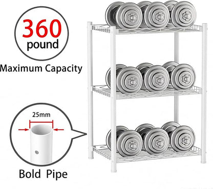 VETALLO 3 Tier White Wire Metal Shelving Unit | Storage Rack, Utility Corner - Image 4
