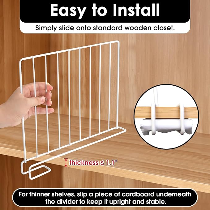 Shelf Dividers, 8 Pack Closet Organizers and Storage, Metal Closet Dividers - Image 6