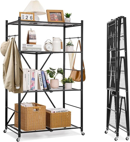 VEVOR 4-Tier Foldable Storage Shelf, 36W x 21D x 60H Inch Folding Metal Rack by VEVOR
