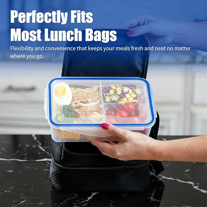 KIGI Lunch Container Set with Small Containers, 3 Compartment Food Storage - Image 5