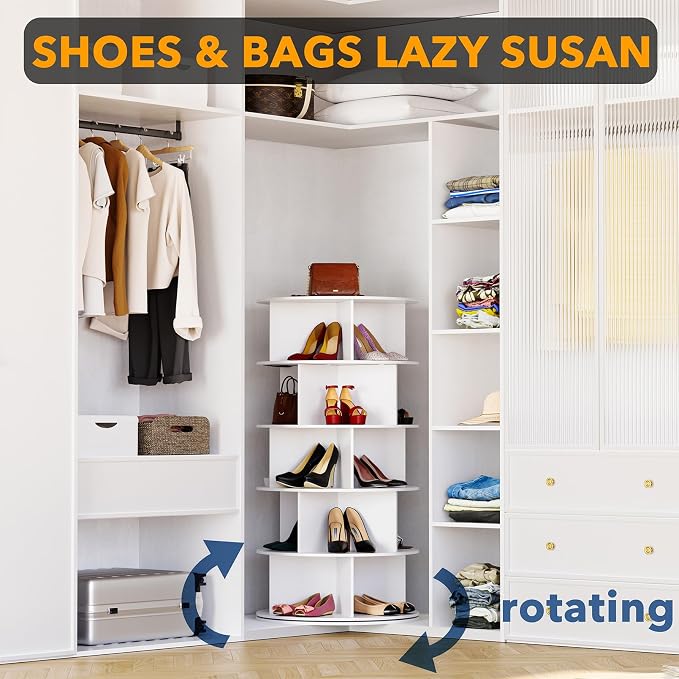 SpaceAid Cross Style 5-Tier Rotating Shoe Organizer, Spinning Shoe Rack Tower - Image 4