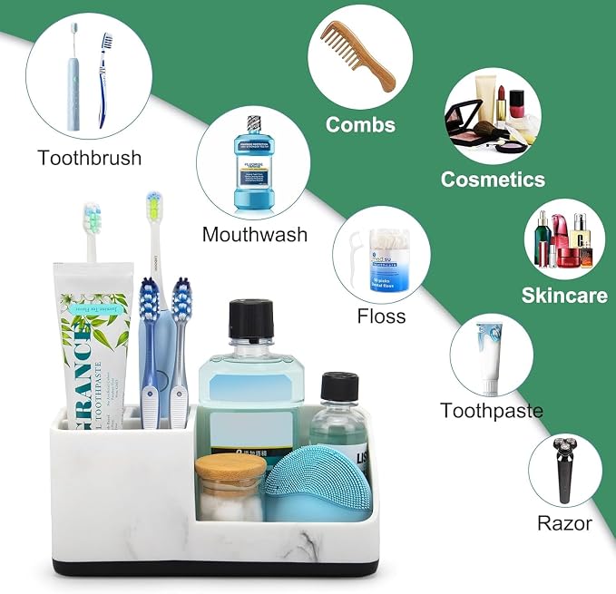 Marble Bathroom Counter Organizer, Kids Electric Toothbrush and Toothpaste - Image 6