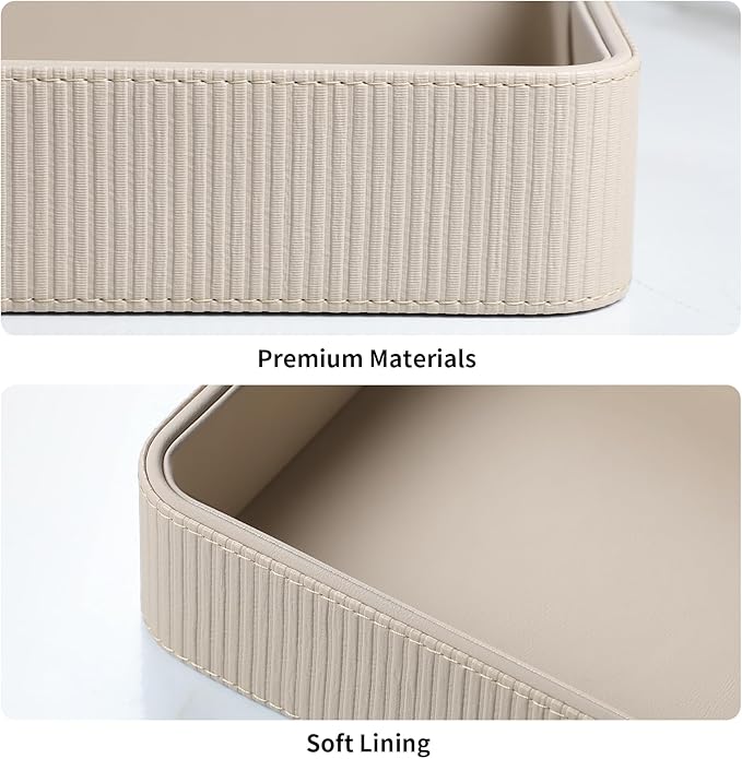 PU Leather Valet Tray Organizer, Modern Nightstand Organizer Bedside Desktop - Image 4