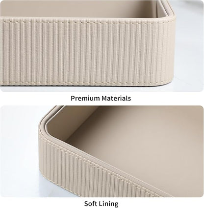PU Leather Valet Tray Organizer, Modern Nightstand Organizer Bedside Desktop - Image 4