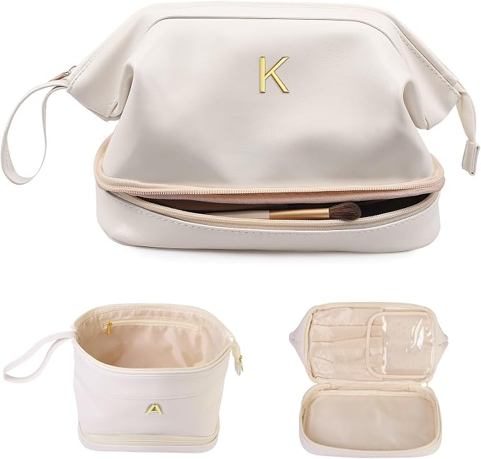 Women Birthday Gifts, Initial Large Makeup Bag, College Essentials by Vogewood