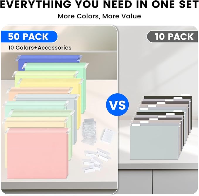 50-Pack Morandi Hanging File Folders, Letter Size - Image 6