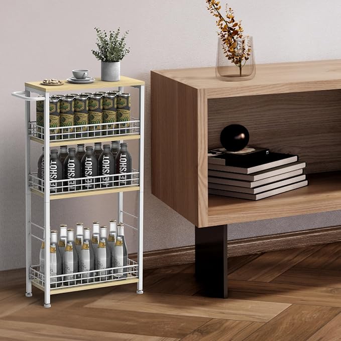 Slim Storage Cart White Narrow Storage Cabinet 4 Tier Laundry Room Organization - Image 7