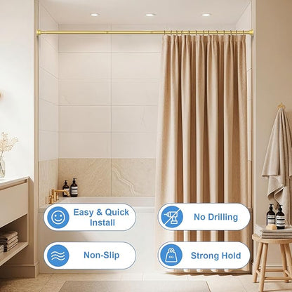 Shower Curtain Rod 45-77 Inch Gold Shower Rod Tension Rod Adjustable Curtain - Image 6