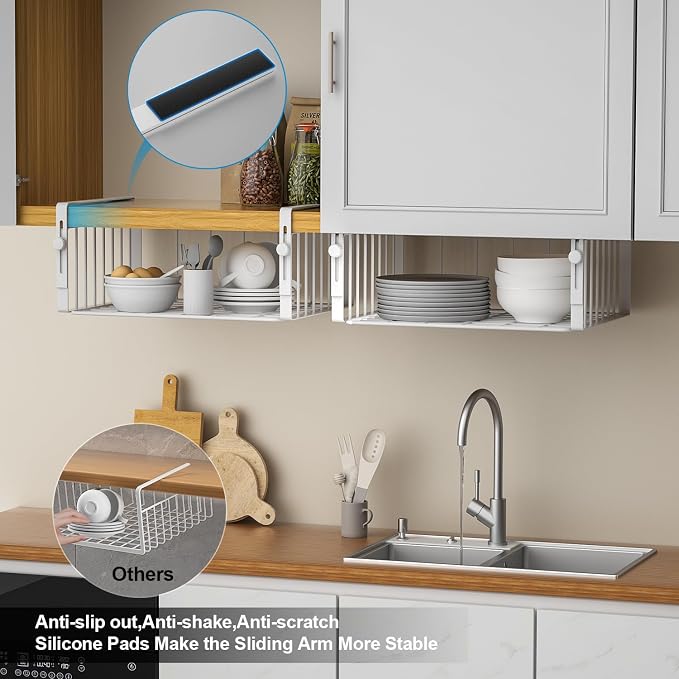 2Pack Under Shelf Basket Organizer, Adjustable Hanging Holder Storage - Image 5