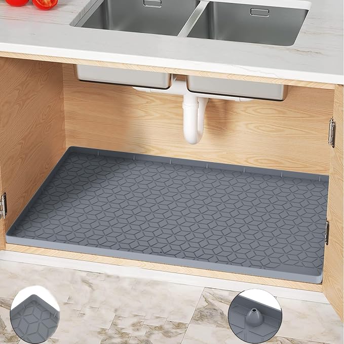 Under Sink Mat for Kitchen, Silicone Waterproof Liner, Flexible Organizer Tray by MIFADFAOtailoredtoyourhome