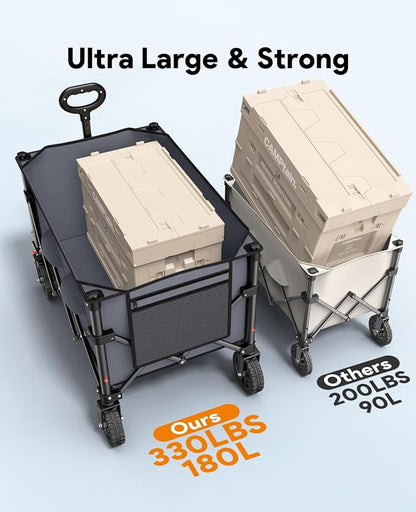 Wagons Carts Foldable, Collapsible Foldable Wagon 330lbs Capacity, 180L Large - Image 4