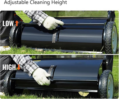 Lawn Push Sweeper, 7 Cu. Ft. Hopper Capacity, 4 Spinning Brushes, Angle & - Image 8