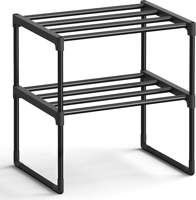 SONGMICS Shoe Rack, 2-Tier Shoe Organizer, Metal Storage Shelf, Upright or by Unknown