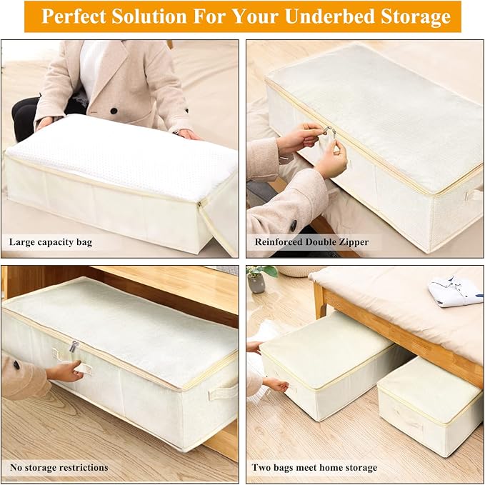 punemi Underbed Storage, 2 Pack Clothing Storage Bags W/Upgraded Handles - Image 9