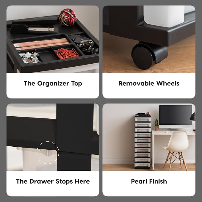 IRIS USA 10-Drawer Rolling Storage Cart, office essentials, classroom items - Image 8