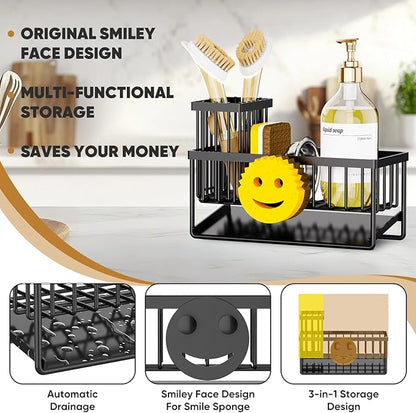 Sponge Holder for Kitchen Sink, Smiley Face Sink Caddy - Image 2