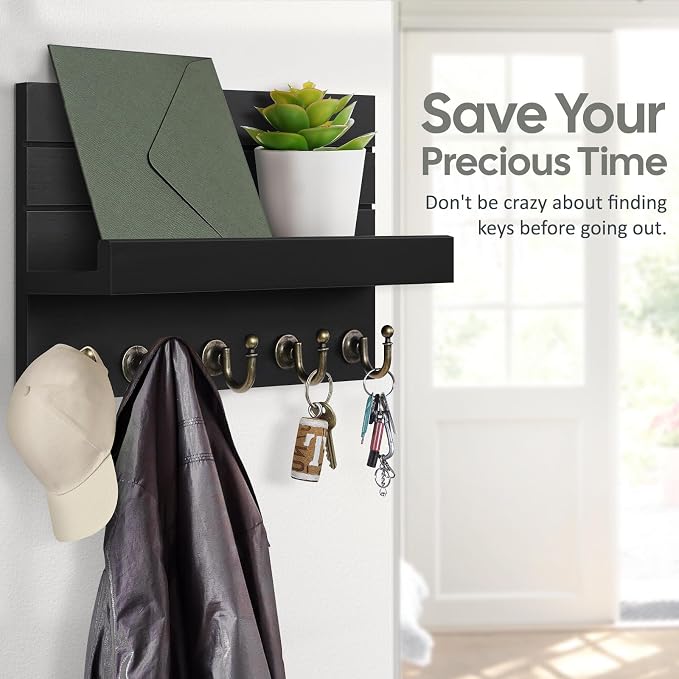 HONJIN Key Holder for Wall: Easy Installation Mail Organizer Wall Mount Hanging - Image 3