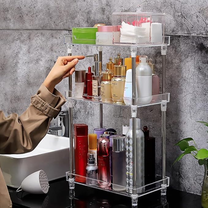 QIYUSHRY Bathroom Organizer Countertop Storage Clear 3 Tier Skincare Organizer - Image 3