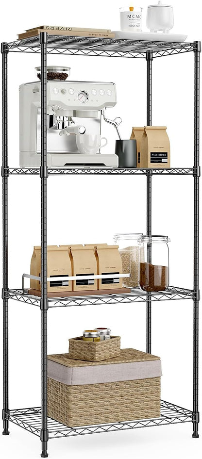 IZEUK 4-Tier Black Steel Storage Shelves, Heavy Duty Utility Wire Rack Organizer by IZEUK