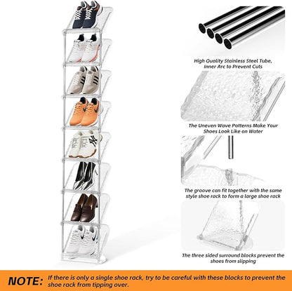 SMILHELTD Vertical Shoe Rack 8 Tiers – Narrow Space Saving Clear Sneaker Storage - Image 5