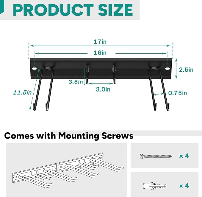 EVERHANGER Wall Mount Ski Rack for Garage, Ski Storage Hangers for - Image 2