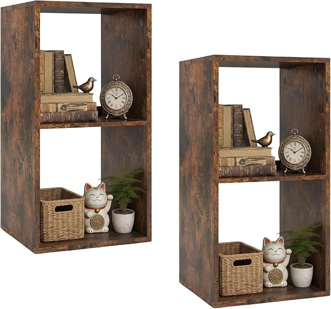 POWERSTONE 2 Cube Storage Organizer Set of 2, 2 Tier Cubby Bookshelf by POWERSTONE%C2%AE