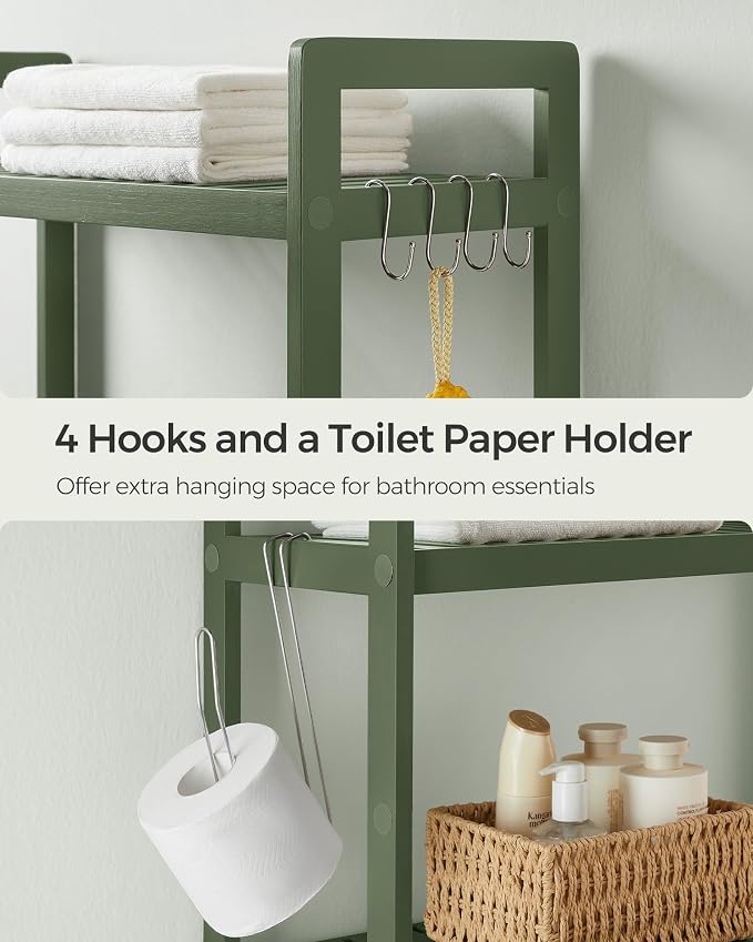 SONGMICS Over The Toilet Storage, 3-Tier Over Toilet Bathroom Organizer - Image 8