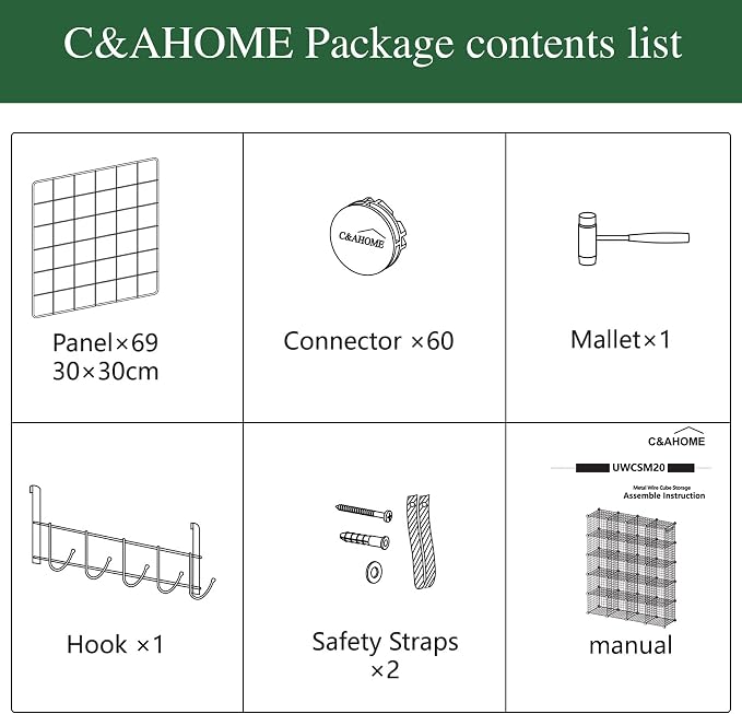 C&AHOME Wire Cube Storage, 20-Cube Organizer Metal, Wire C Grids Storage - Image 4