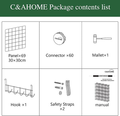 C&AHOME Wire Cube Storage, 20-Cube Organizer Metal, Wire C Grids Storage - Image 4
