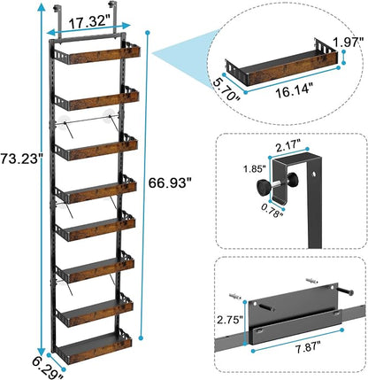 bukfen Over the Door Pantry Organizer, 8-Tier Adjustable Wooden Basket Kitchen - Image 3