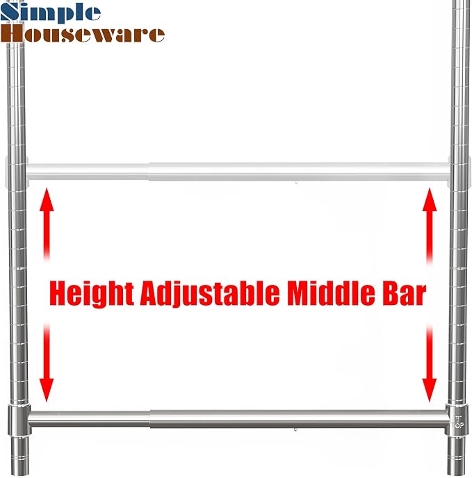 Simple Houseware Adjustable Closet Hanging Rod, Chrome - Image 5