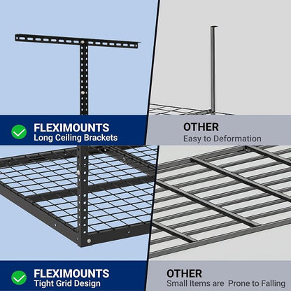 FLEXIMOUNTS 3x4FT Garage Storage Rack Overhead, Adjustable Ceiling Storage Racks - Image 3