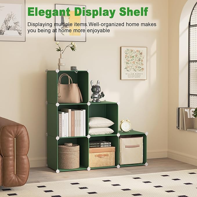 C&AHOME 6-Cube Storage Organizer, Stackable Storage Cubes Shelves, Portable - Image 3