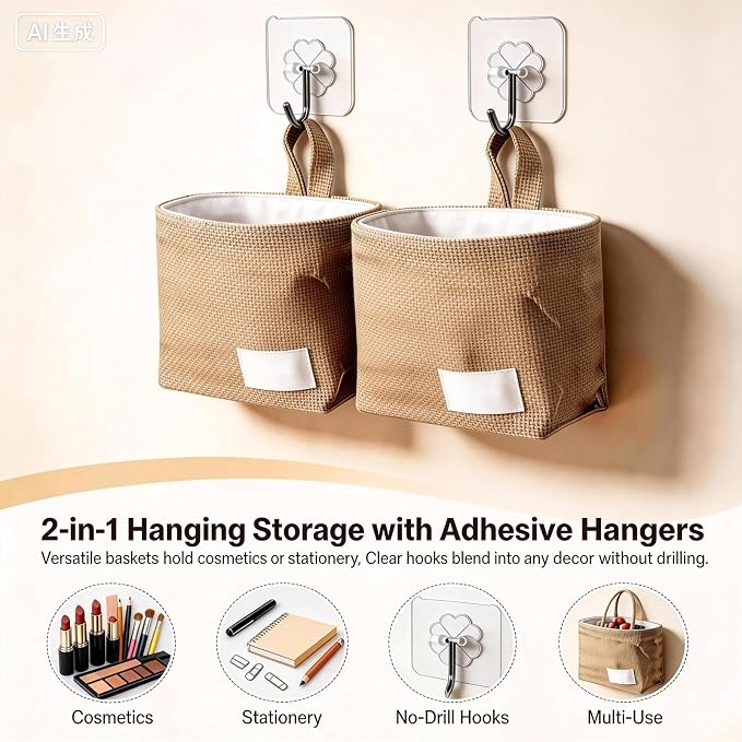2Pcs Small Hanging Basket, Wall Basket, Hanging Basket - Image 7