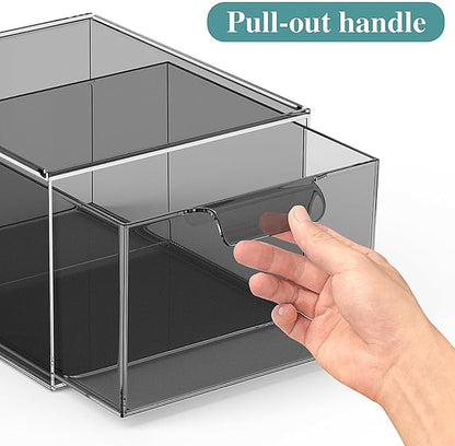 3 Pack Stackable Acrylic Makeup Organizer, Smoke Black Storage Drawers | Clear - Image 4