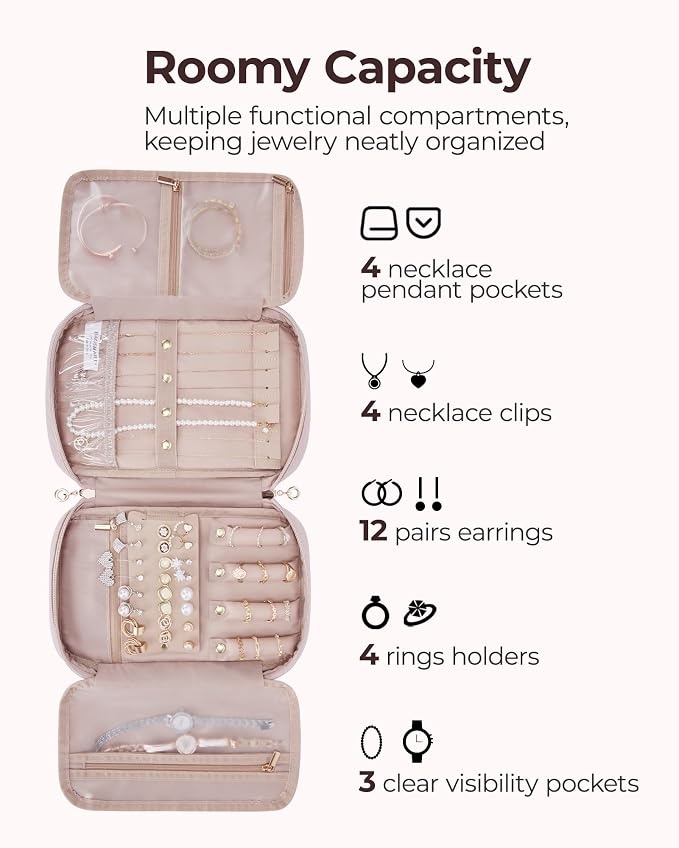 BAGSMART Jewelry Organizer Case Large Travel Jewelry Storage Bag - Image 4