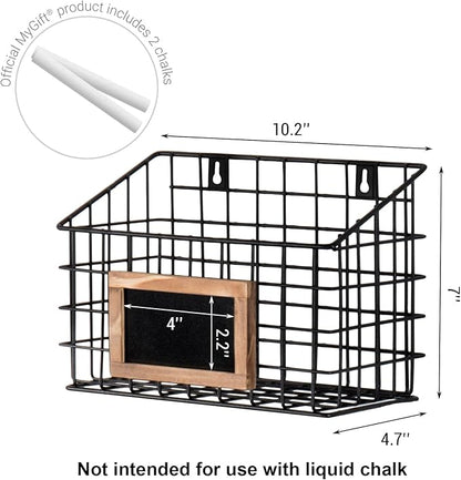 MyGift 10 Inch Wall Mounted Matte Black Metal Wire Storage Baskets - Image 3