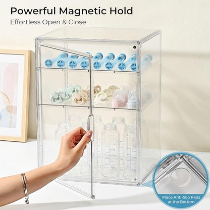 Baby Bottle Organizer – X-Large Adhesive Wall-Mount 3 Tier Adjustable Acrylic - Image 2