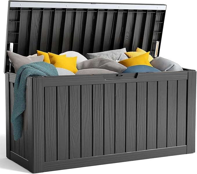 80 Gallon Resin Deck Box, Lockable Outdoor Storage Box by OutdoorLivingPerfected