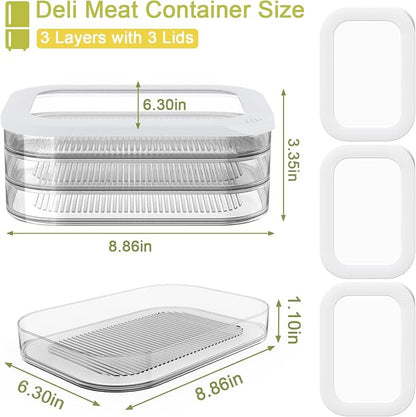 3 Pcs Deli Meat Container for Fridge, Stackable Bacon Lunch Meat Container for - Image 4