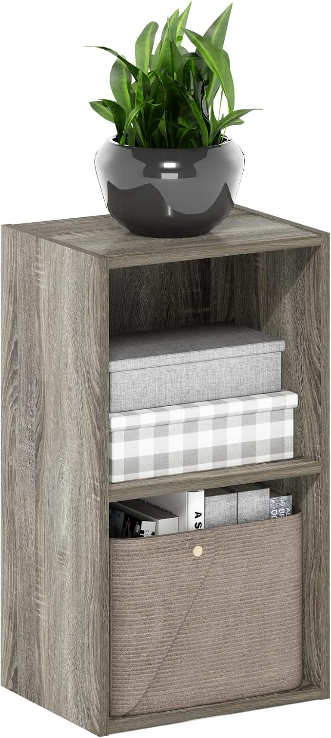 Furinno PASIR Book Shelf, 2-Tier Modern Bookshelf, Open Shelves Cube Bookcase by Furinno-FitsYourSpaceFitsYourBudget