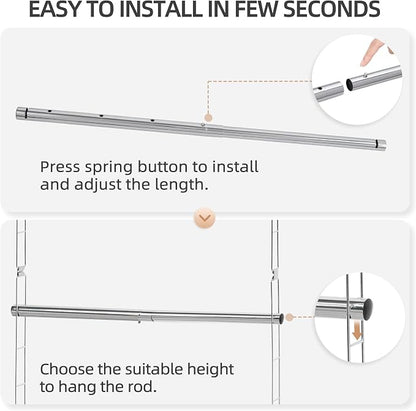 STORAGE MANIAC Hanging Closet Rod, Adjustable Width and Height Closet Hanging - Image 4